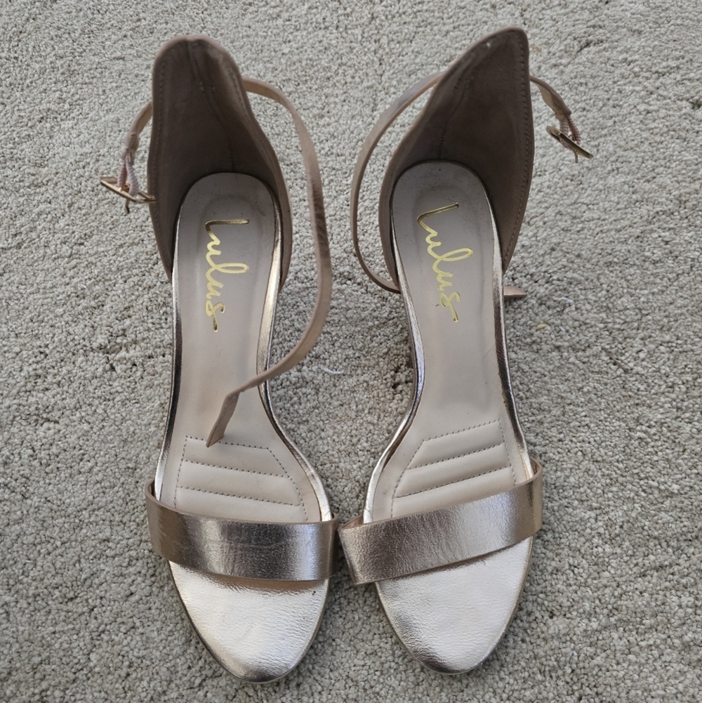 Lulus Rose Gold Strappy Heels